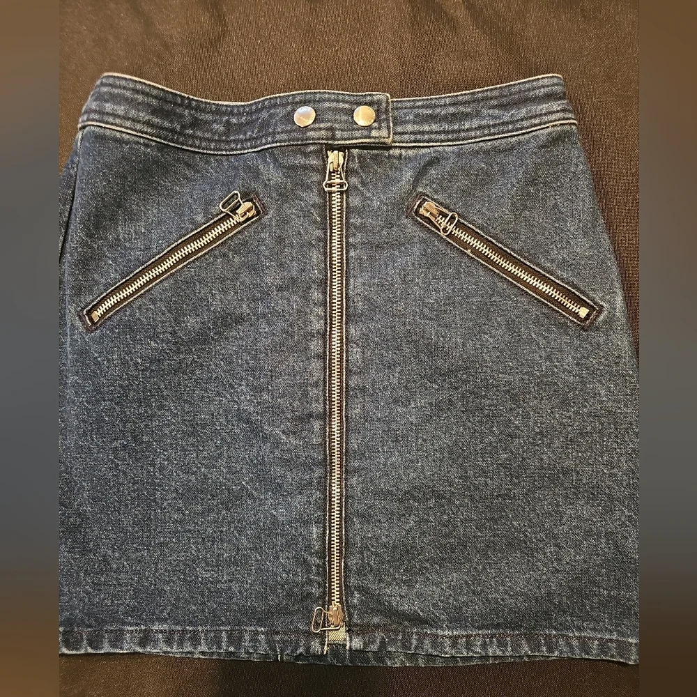 rag & bone Blue Denim Zip-Front Mini Skirt